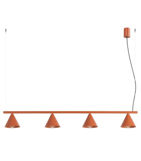 Nox Bar Pendant Ceiling Light Red Ochre 4x E14-1