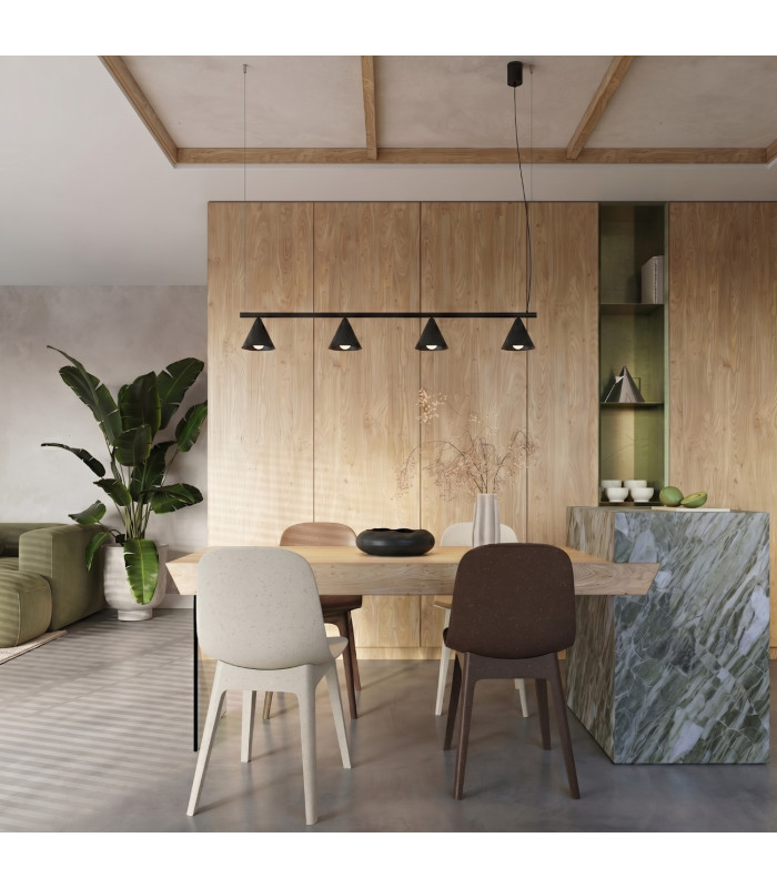 Nox Bar Pendant Ceiling Light Black 4x E14-10