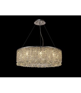 60cm Round Ceiling Pendant Chandelier, 9 Light G9, Polished Chrome, Crystal - 2