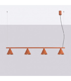 Nox Bar Pendant Ceiling Light Red Ochre 4x E14-2