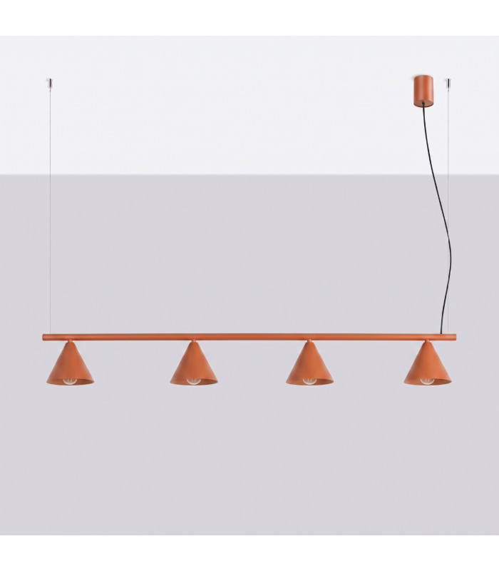 Nox Bar Pendant Ceiling Light Red Ochre 4x E14-2