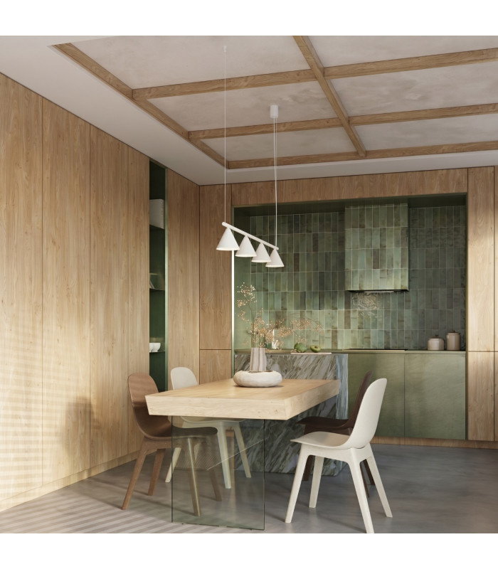 Nox Bar Pendant Ceiling Light White 4x E14-12