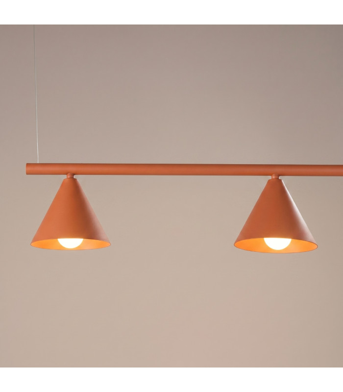Nox Bar Pendant Ceiling Light Red Ochre 4x E14-4