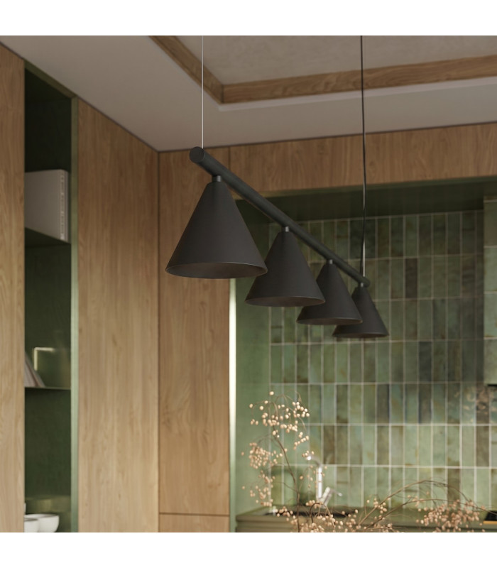 Nox Bar Pendant Ceiling Light Black 4x E14-12