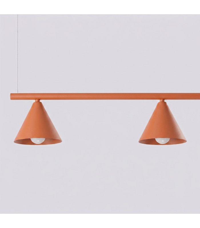 Nox Bar Pendant Ceiling Light Red Ochre 4x E14-5