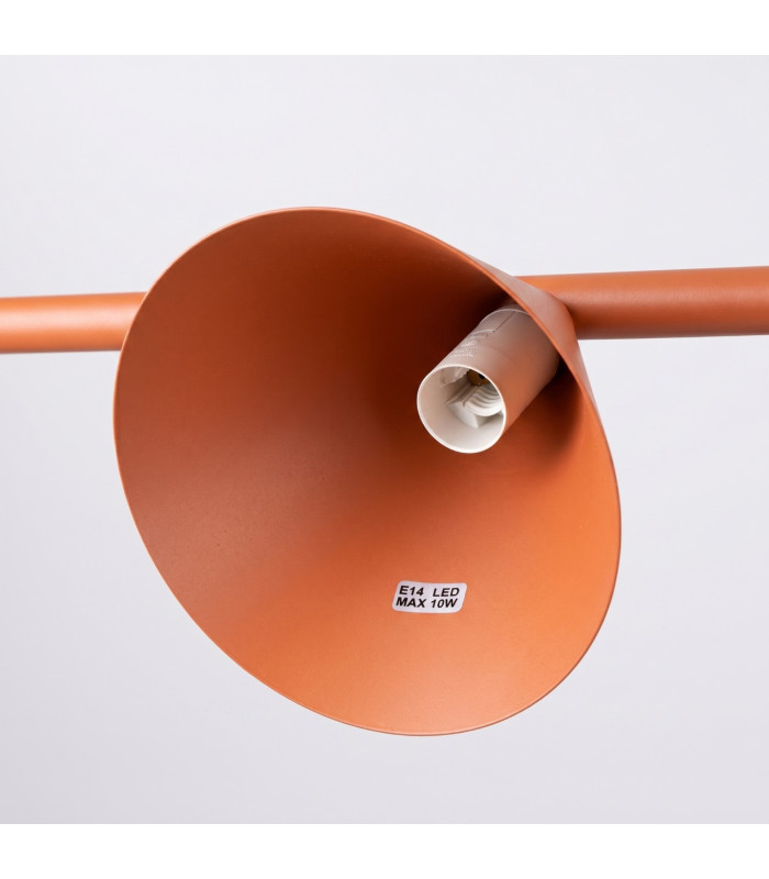 Nox Bar Pendant Ceiling Light Red Ochre 4x E14-7