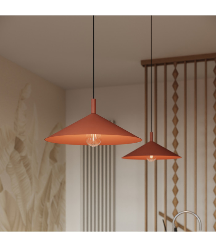 Nox 40cm Dome Pendant Ceiling Light Red Ochre 1x E27-13