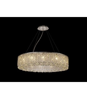 IL31371 85cm Round Ceiling Pendant Chandelier, 12 Light G9, Polished Chrome, Crystal - 2