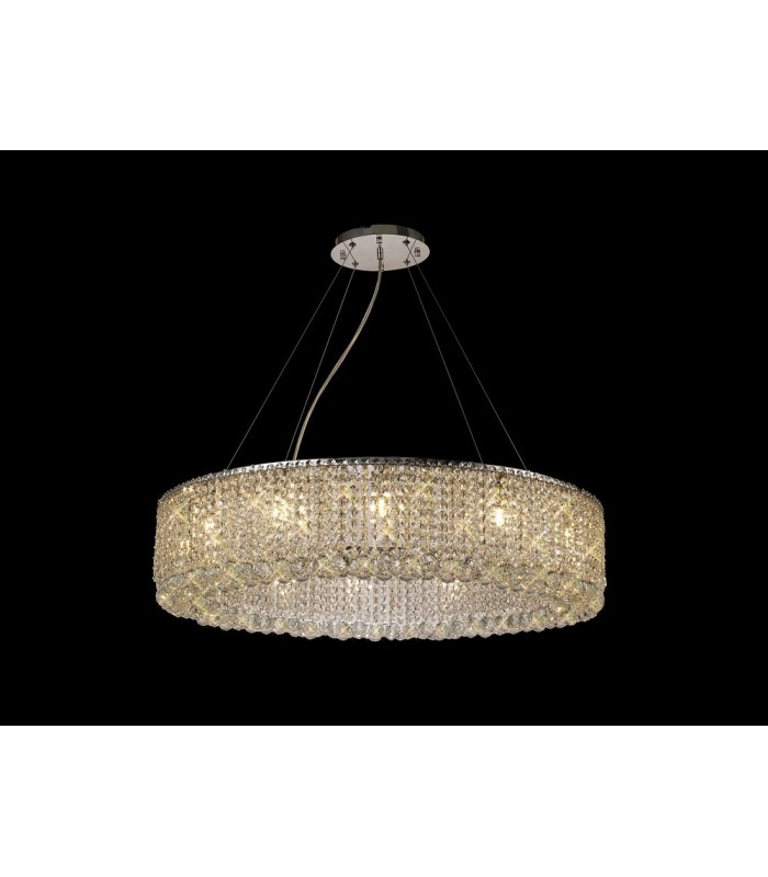 IL31371 85cm Round Ceiling Pendant Chandelier, 12 Light G9, Polished Chrome, Crystal - 2