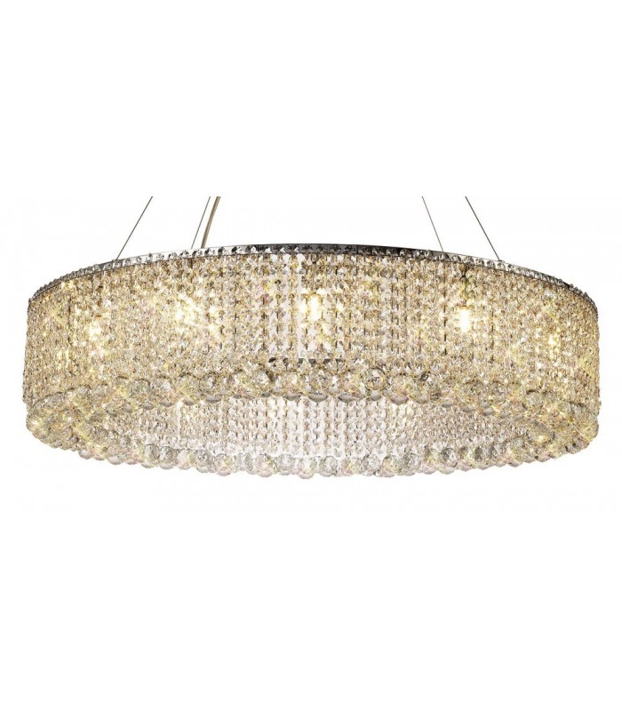 IL31371 85cm Round Ceiling Pendant Chandelier, 12 Light G9, Polished Chrome, Crystal - 5