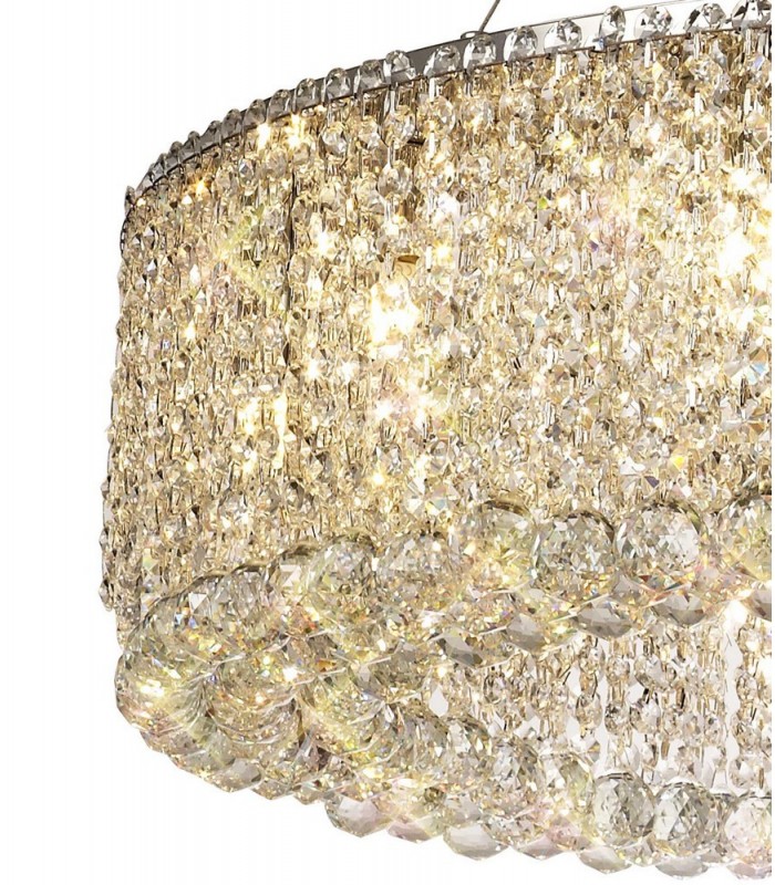 IL31371 85cm Round Ceiling Pendant Chandelier, 12 Light G9, Polished Chrome, Crystal - 7