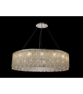 110cm Round Ceiling Pendant Chandelier, 15 Light G9, Polished Chrome, Crystal - 2