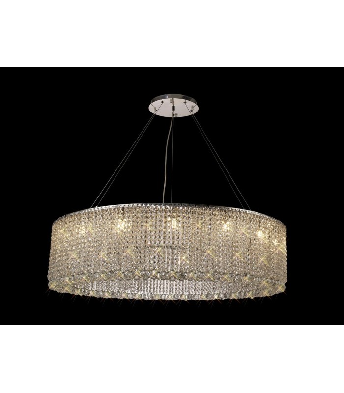 110cm Round Ceiling Pendant Chandelier, 15 Light G9, Polished Chrome, Crystal - 2