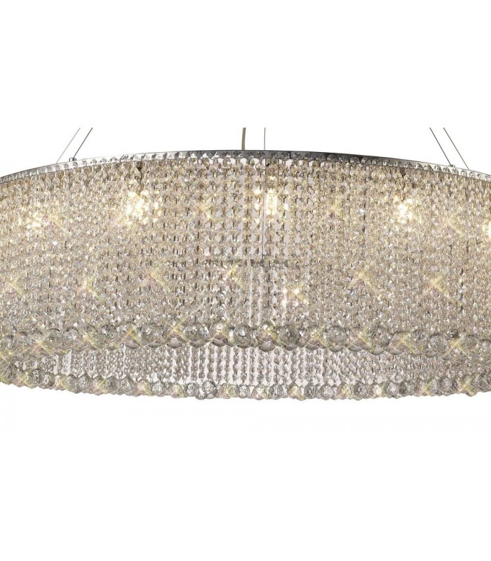 110cm Round Ceiling Pendant Chandelier, 15 Light G9, Polished Chrome, Crystal - 5