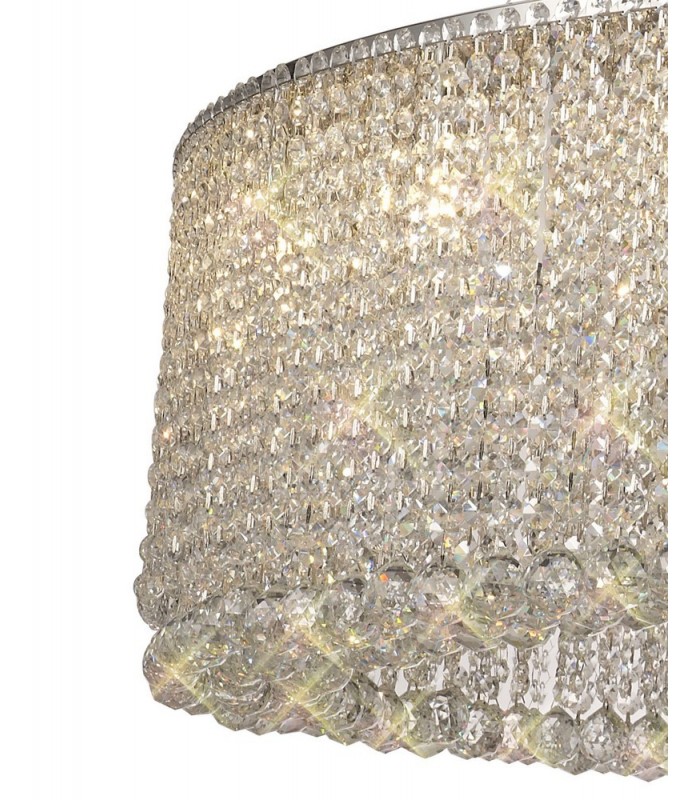 110cm Round Ceiling Pendant Chandelier, 15 Light G9, Polished Chrome, Crystal - 7