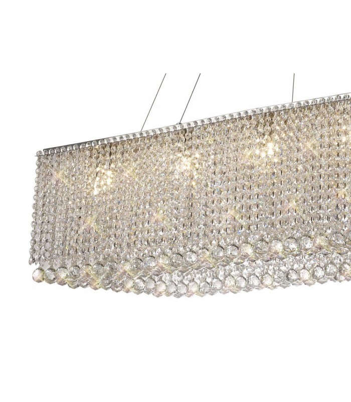 120x50cm Rectangular Ceiling Pendant Chandelier, 14 Light G9, Polished Chrome, Crystal - 5