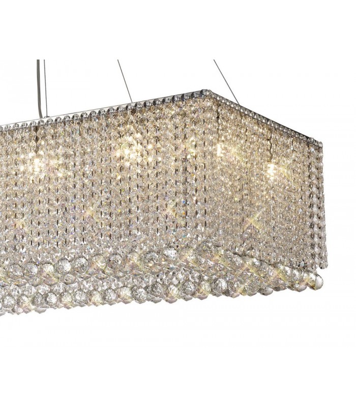 120x50cm Rectangular Ceiling Pendant Chandelier, 14 Light G9, Polished Chrome, Crystal - 6