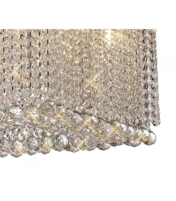 120x50cm Rectangular Ceiling Pendant Chandelier, 14 Light G9, Polished Chrome, Crystal - 8