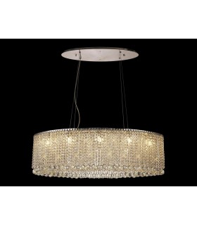 IL31374 100x50cm Oval Ceiling Pendant Chandelier, 10 Light G9, Polished Chrome, Crystal - 2