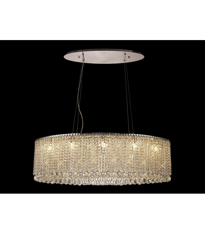 IL31374 100x50cm Oval Ceiling Pendant Chandelier, 10 Light G9, Polished Chrome, Crystal - 2