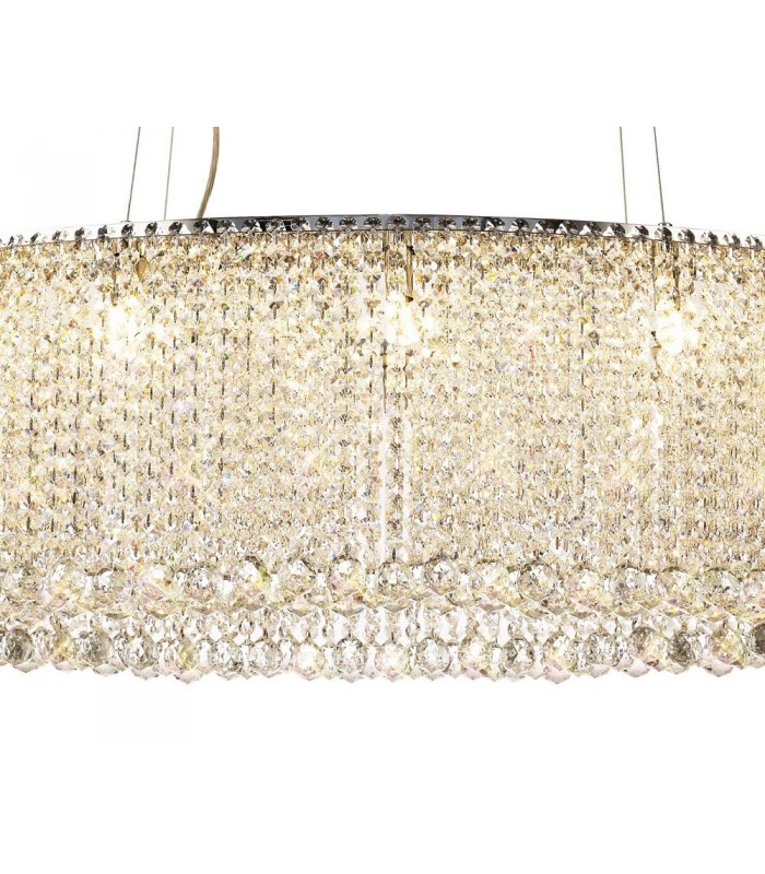 IL31374 100x50cm Oval Ceiling Pendant Chandelier, 10 Light G9, Polished Chrome, Crystal - 5