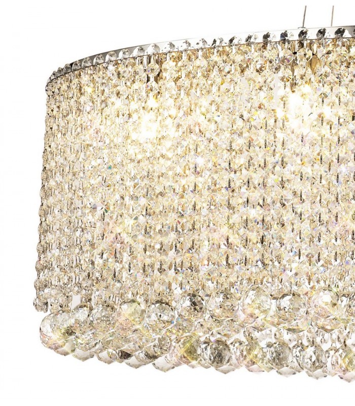 IL31374 100x50cm Oval Ceiling Pendant Chandelier, 10 Light G9, Polished Chrome, Crystal - 6