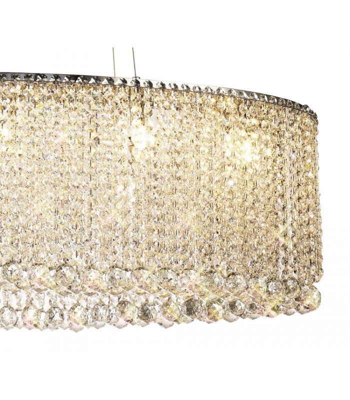 IL31374 100x50cm Oval Ceiling Pendant Chandelier, 10 Light G9, Polished Chrome, Crystal - 7