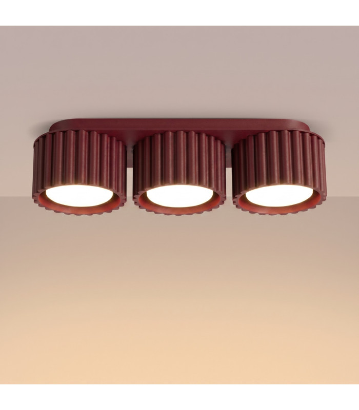 Aura Surface Mounted Downlight Burgundy 3x GX53-3