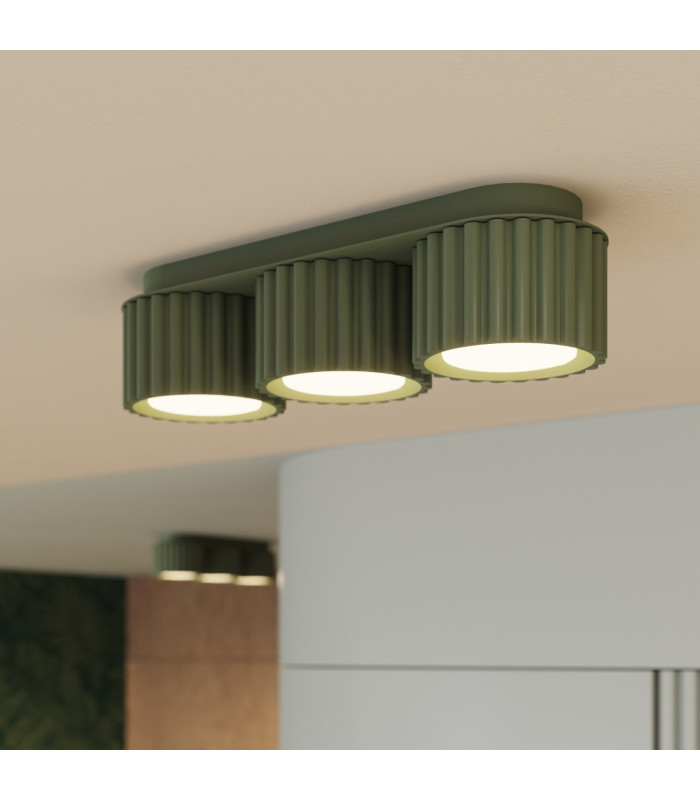 Aura Surface Mounted Downlight Olive Green 3x GX53-11