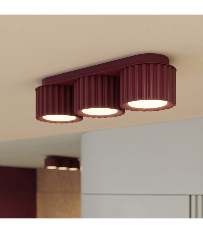 Aura Surface Mounted Downlight Burgundy 3x GX53-11