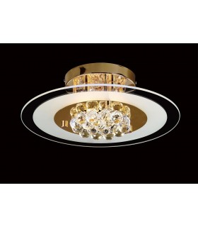 Flush Round 4 Light French Gold, Glass, Crystal - 2
