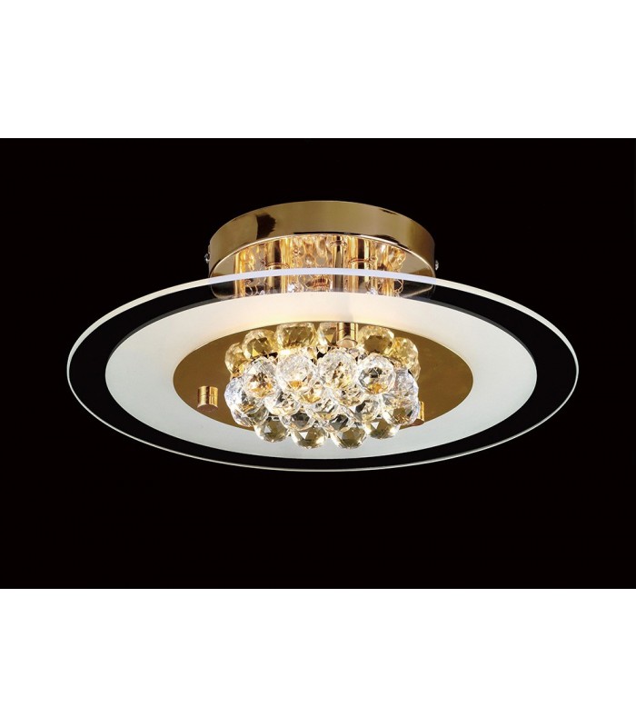 Flush Round 4 Light French Gold, Glass, Crystal - 2