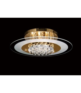 Flush Round 6 Light French Gold, Glass, Crystal - 2