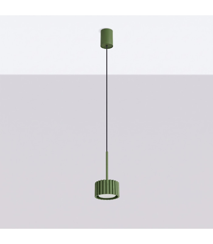 Aura Slim Pendant Ceiling Light Olive Green 1x GX53-2