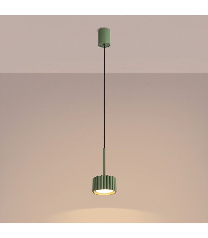 Aura Slim Pendant Ceiling Light Olive Green 1x GX53-3