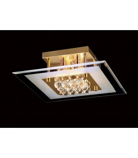 Flush Square 4 Light French Gold, Glass, Crystal - 2