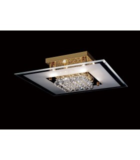 Flush Square 6 Light French Gold, Glass, Crystal - 2