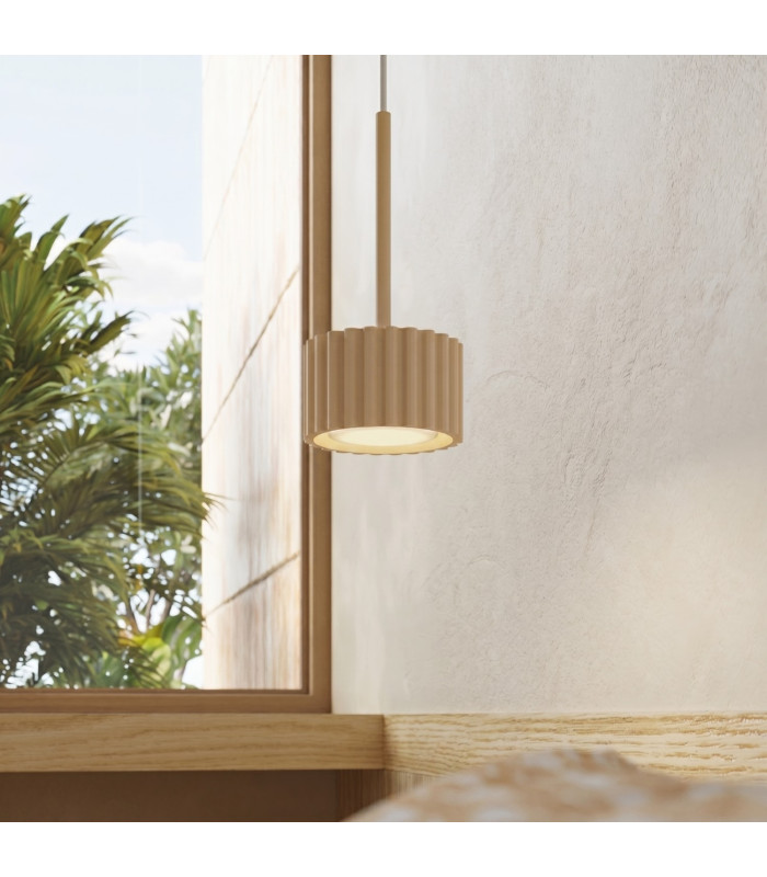 Aura Slim Pendant Ceiling Light Beige 1x GX53-13