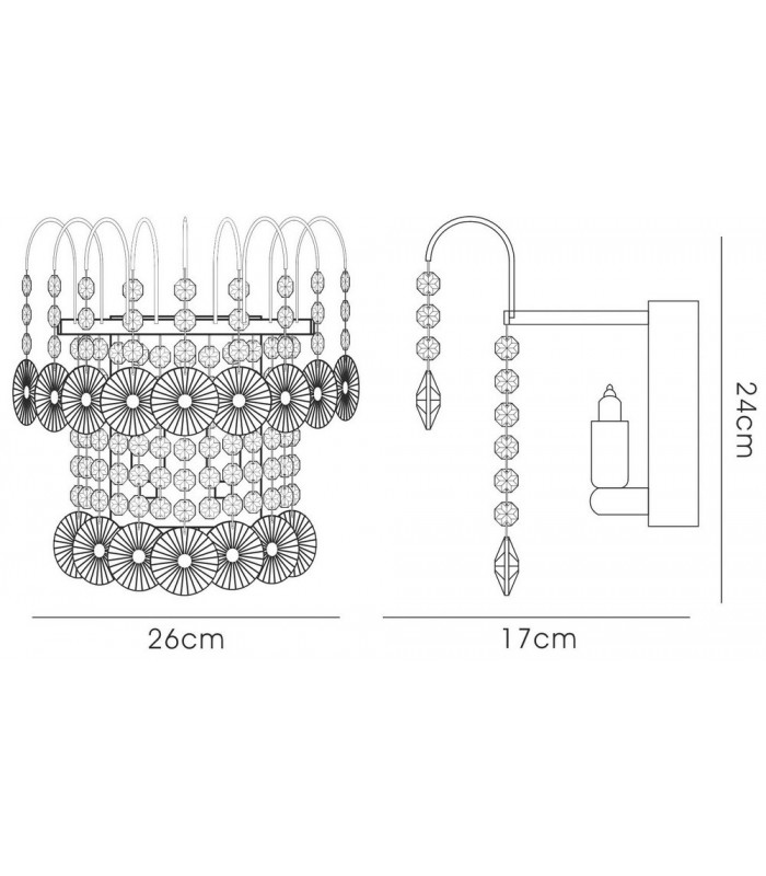 Wall Lamp Switched 2 Light French Gold, Crystal - 3