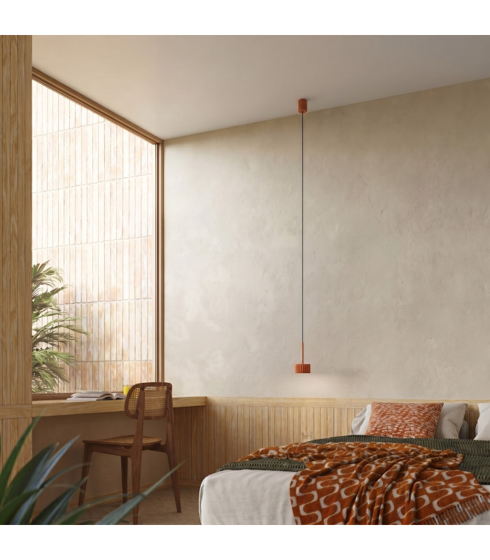 Aura Slim Pendant Ceiling Light Red Ochre 1x GX53-12
