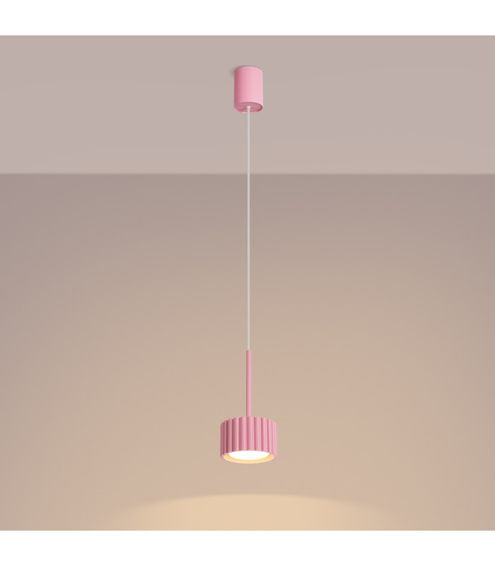Aura Slim Pendant Ceiling Light Pink 1x GX53-3