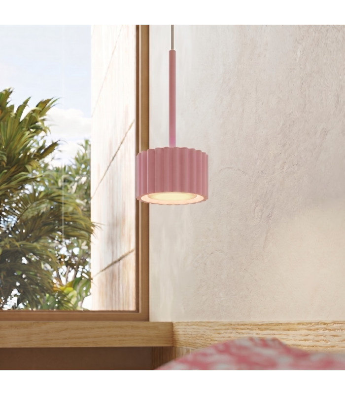 Aura Slim Pendant Ceiling Light Pink 1x GX53-13