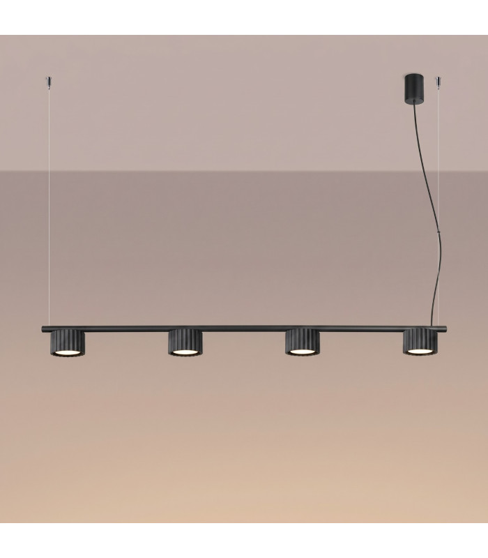 Aura Bar Pendant Ceiling Light Black 4x GX53-3
