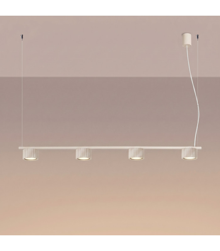 Aura Bar Pendant Ceiling Light Beige 4x GX53-3