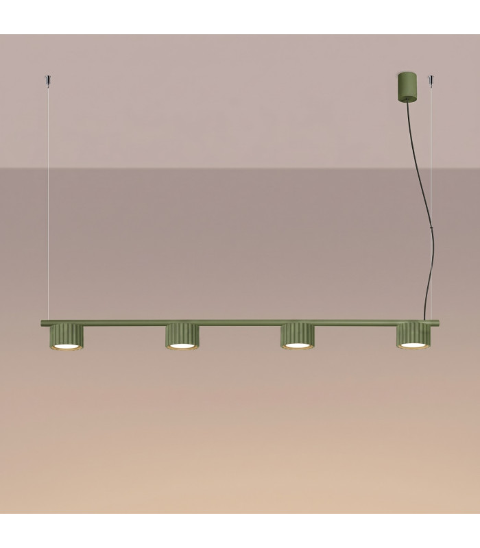 Aura Bar Pendant Ceiling Light Olive Green 4x GX53-3