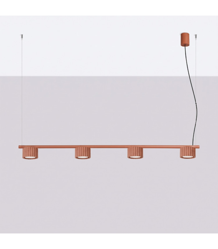 Aura Bar Pendant Ceiling Light Red Ochre 4x GX53-2