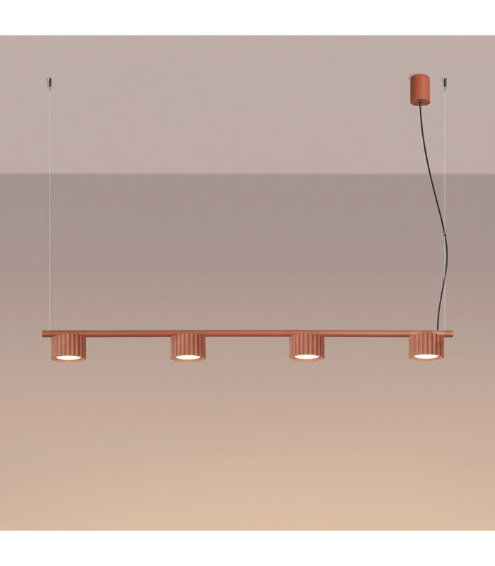 Aura Bar Pendant Ceiling Light Red Ochre 4x GX53-3