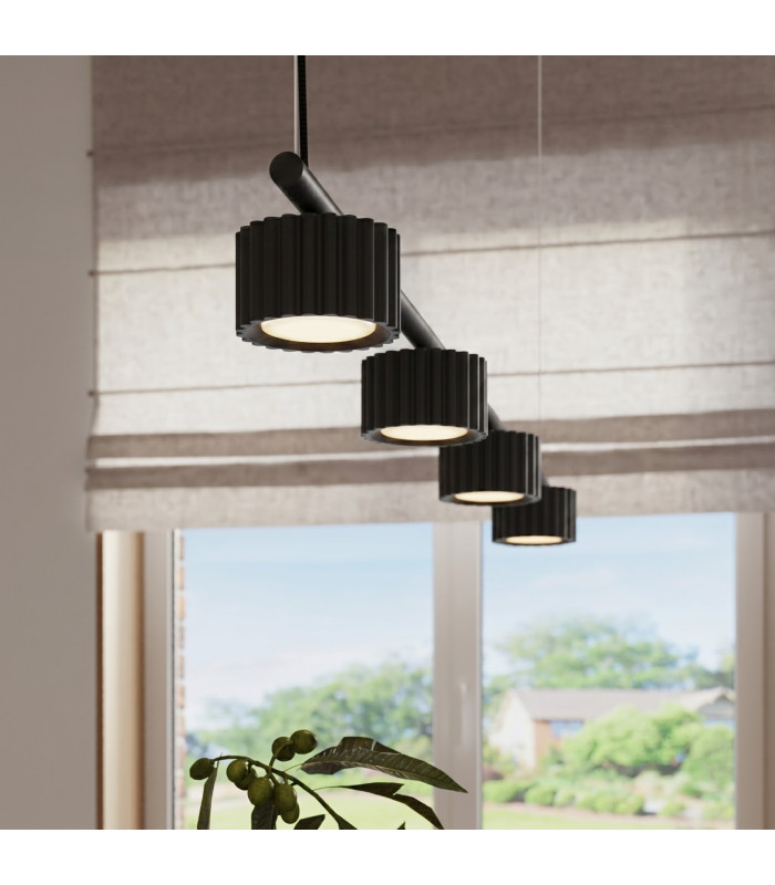 Aura Bar Pendant Ceiling Light Black 4x GX53-14