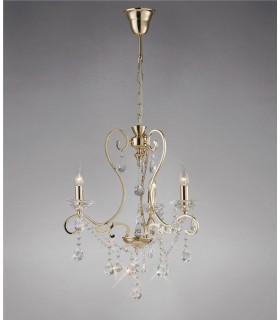 Ceiling Pendant Chandelier 3 Light French Gold, Crystal - 2