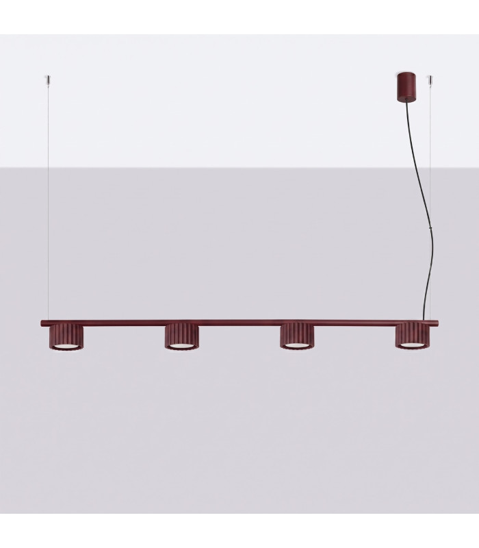 Aura Bar Pendant Ceiling Light Burgundy 4x GX53-2